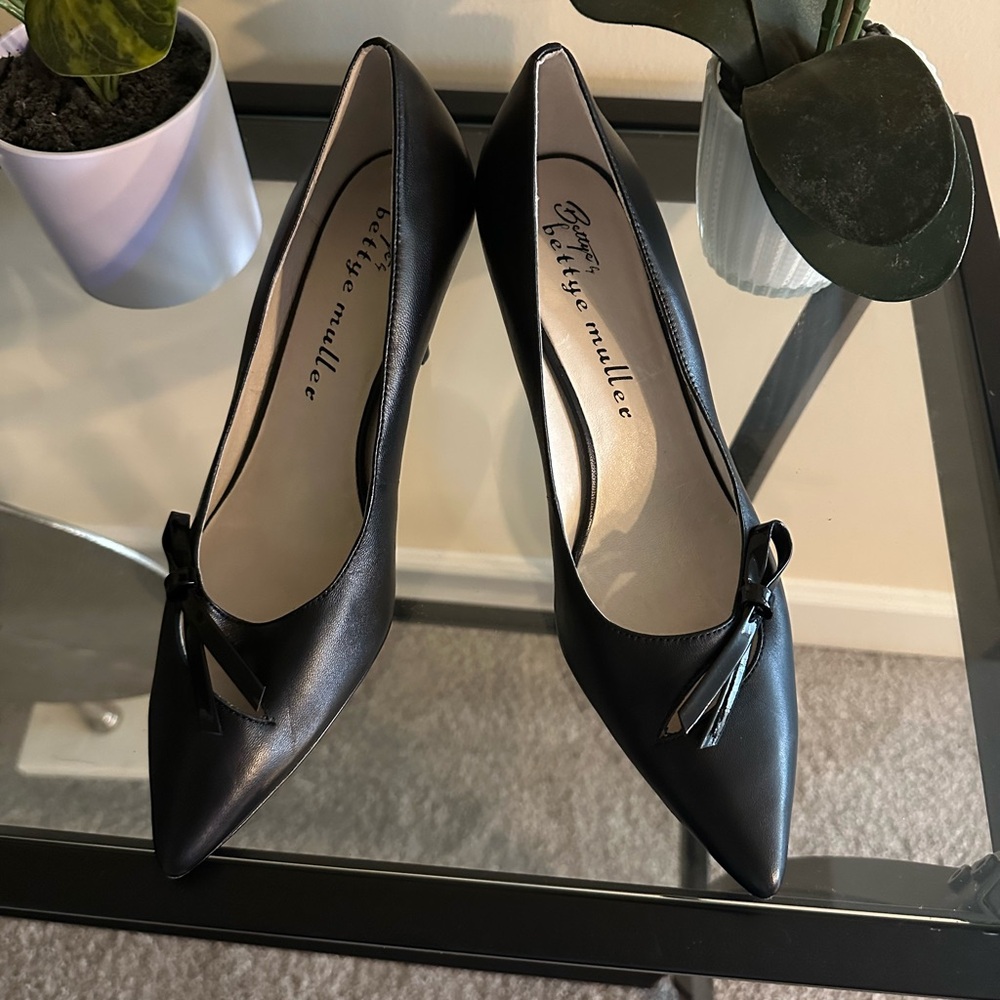 Bettye Muller Leather Black Heels